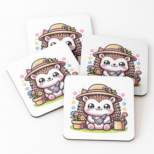 Item preview, Adorable Kawaii Hedgehog Gardener Artwork designed and sold by PuffPuffPrint.