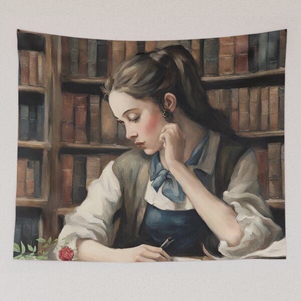 Item preview, Copy of Beautiful Girl In The Library With Floral designed and sold by Modern-Tropical.