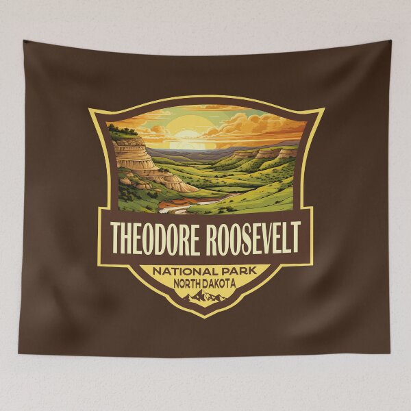 Item preview, Theodore Roosevelt National Park Illustration Retro Badge designed and sold by KrisSidDesigns.