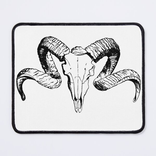Item preview, sheep skull with Circular horns designed and sold by nour ⭐⭐⭐⭐ ⭐.