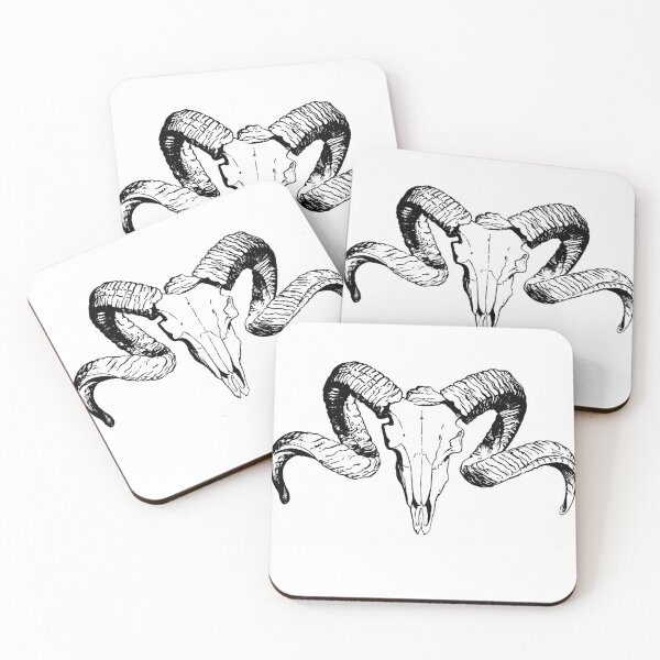 Item preview, sheep skull with Circular horns designed and sold by nour ⭐⭐⭐⭐ ⭐.