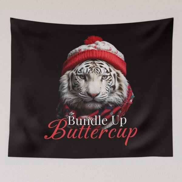 Item preview, White Tiger Bundle Up Buttercup designed and sold by TigerRoseStudio.