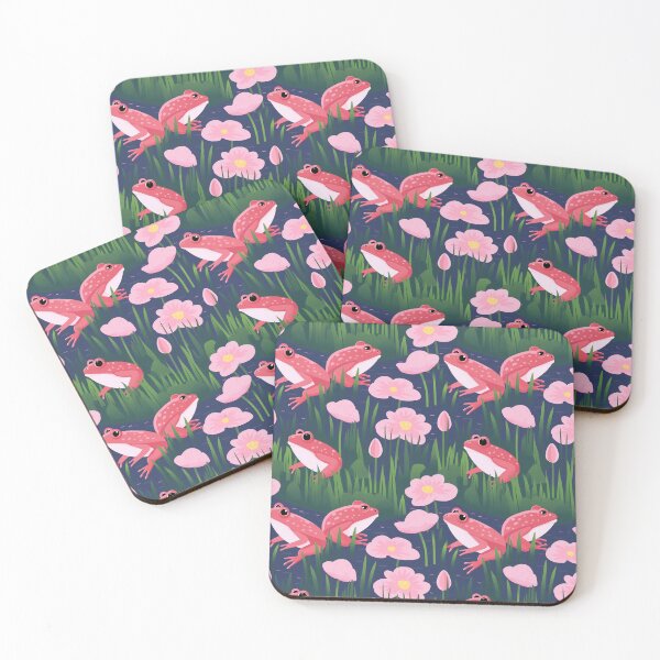 Item preview, pink frogs and flowers designed and sold by darkartsflowers.