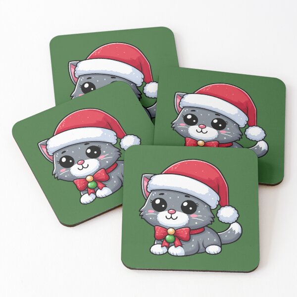 Item preview, British Shorthair Cat Wearing Santa Hat Merry Christmas designed and sold by Maljonic.