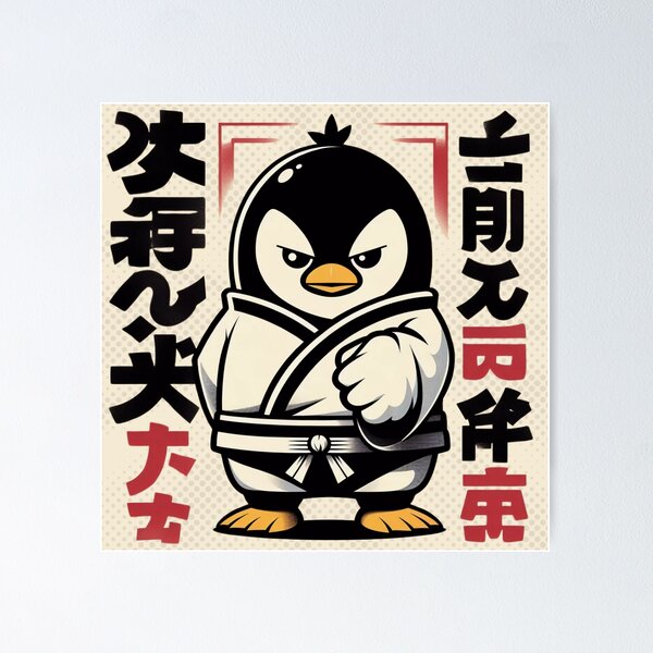 Artikel-Vorschau von Trotziger Manga-Pinguin mit Kimono, japanische Pop-Art-Illustration, designt und verkauft von IAPICTURE.