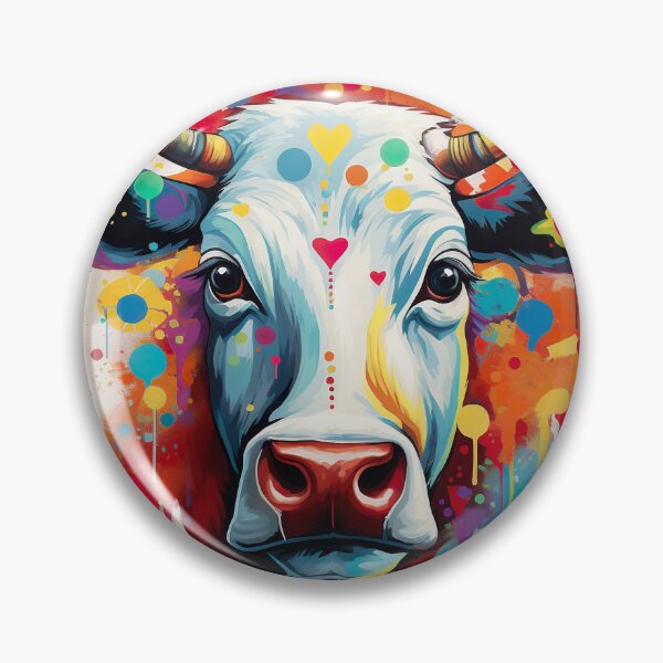 Item preview, Valentina the Colorful Cow - Unique Artwork designed and sold by ObjCrea123.