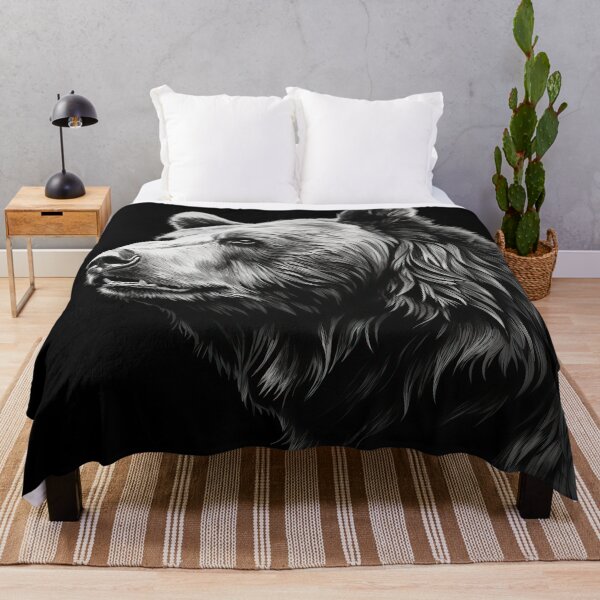 Item preview, Grizzly bear drawing  black and white  designed and sold by Inktown.