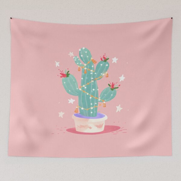 Item preview, Christmas Cactus with fairylights | funny christmas art designed and sold by WrapNRibbons.
