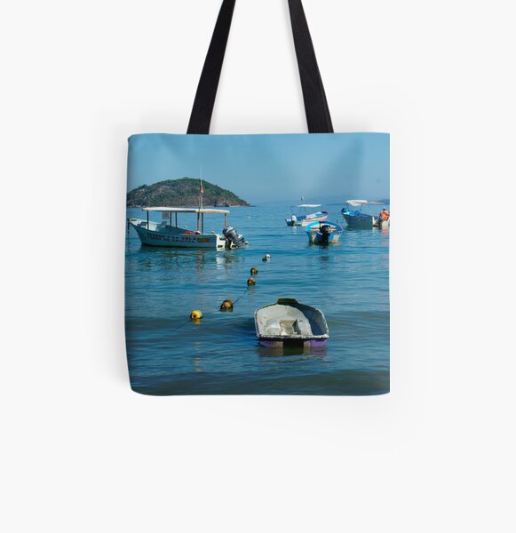 Boats Off Shore All Over Print Tote Bag