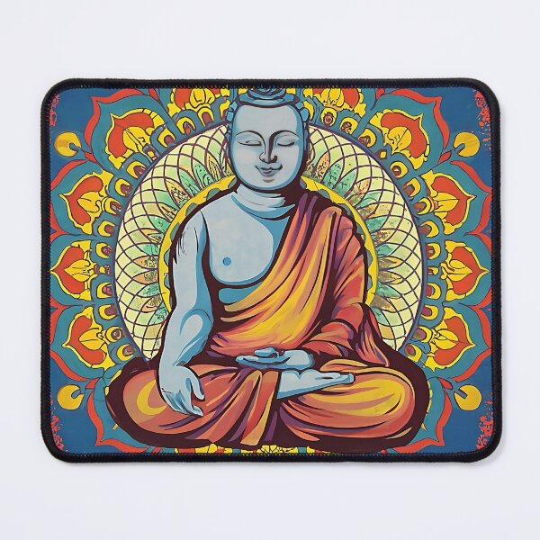 Item preview, Blue buddah with geometric background designed and sold by EasyPrints337.