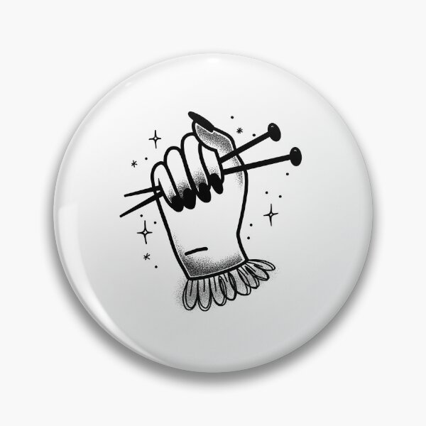 Item preview, Tattoo style hand with knitting needles designed and sold by jazzydevil.