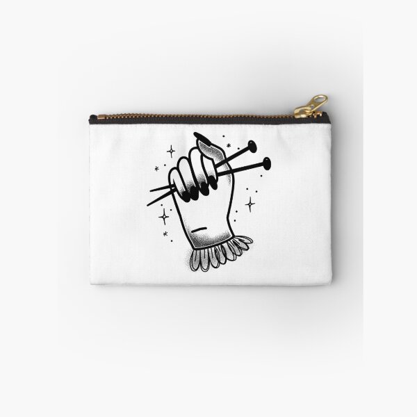 Item preview, Tattoo style hand with knitting needles designed and sold by jazzydevil.