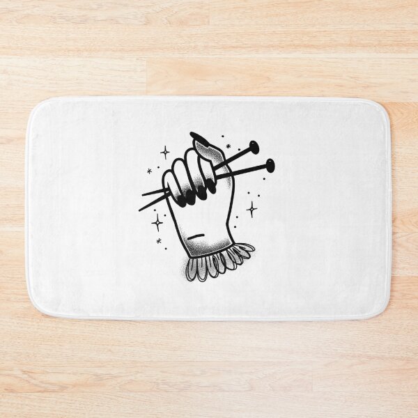 Item preview, Tattoo style hand with knitting needles designed and sold by jazzydevil.