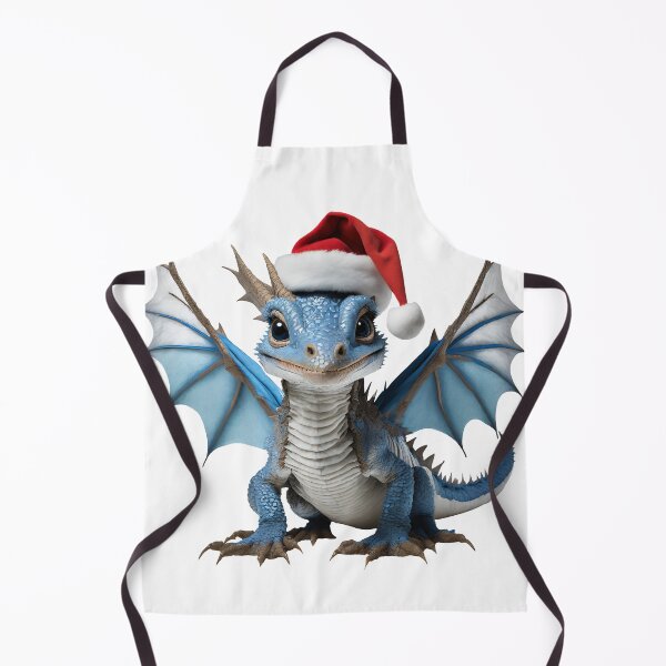 Item preview, Realistic Artwork of a Cute Blue Baby Dragon Wearing a Red Festive Christmas Hat designed and sold by CuteopiaGallery.