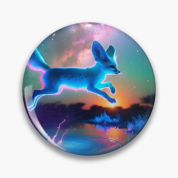 Item preview, Neon Blacklight Style Fennec Fox Leap designed and sold by Matt's Artificial Nature.