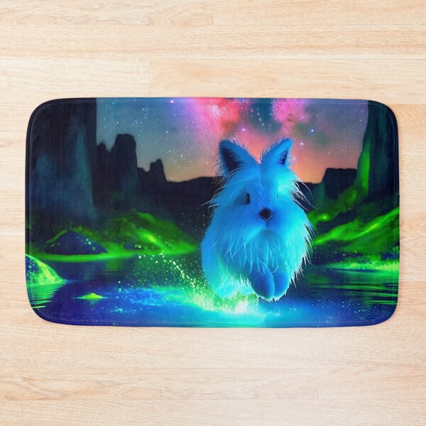 Item preview, Neon Blacklight Style White Rabbit Leap  designed and sold by Matt's Artificial Nature.
