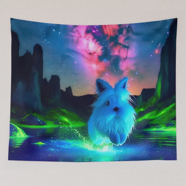 Item preview, Neon Blacklight Style White Rabbit Leap  designed and sold by Matt's Artificial Nature.