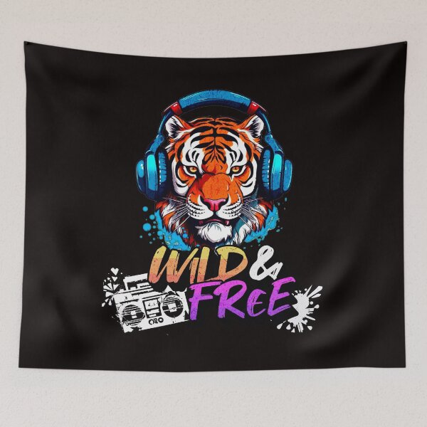 Item preview, Wild and Free Tiger With Headphones designed and sold by TigerRoseStudio.