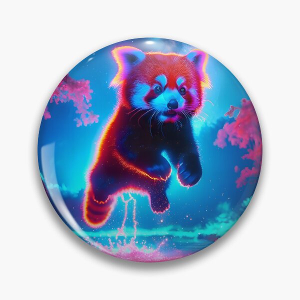Item preview, Neon Blacklight Style Red Panda Leap designed and sold by Matt's Artificial Nature.