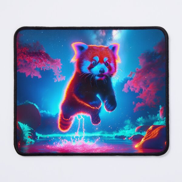 Item preview, Neon Blacklight Style Red Panda Leap designed and sold by Matt's Artificial Nature.