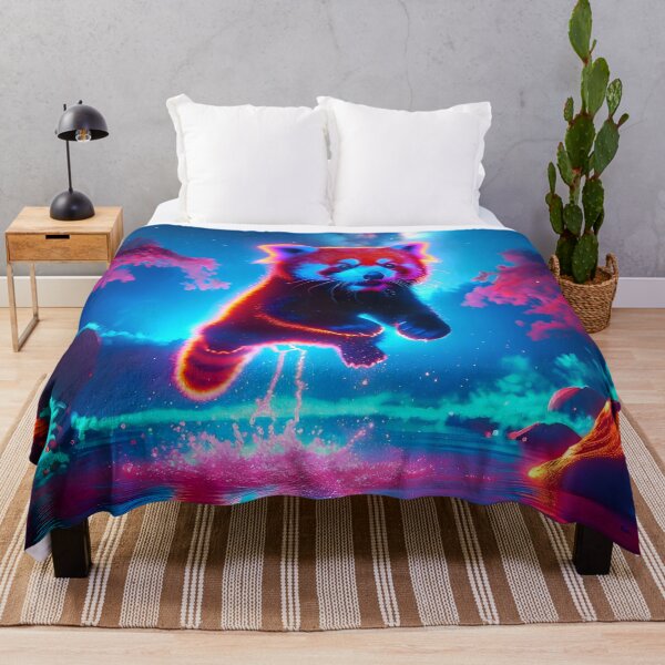 Item preview, Neon Blacklight Style Red Panda Leap designed and sold by Matt's Artificial Nature.