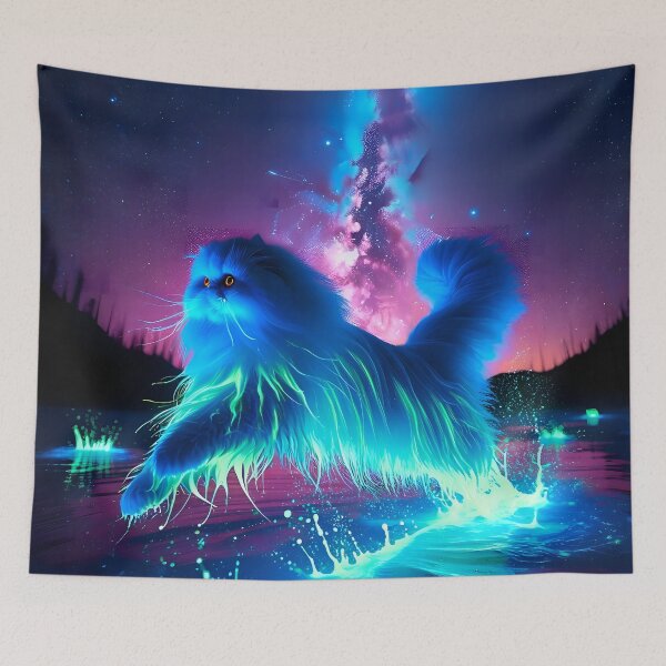 Item preview, Neon Blacklight Style Pallas Cat Leap Wall Art designed and sold by Matt's Artificial Nature.