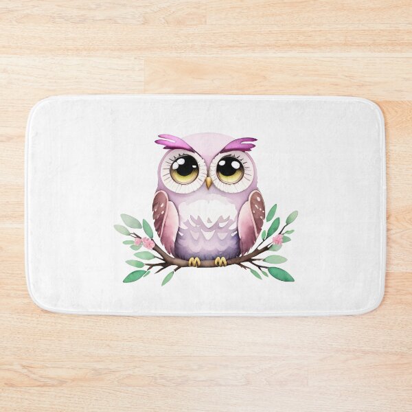 Item preview, Cute owl on a branch with flowers. Watercolor illustration designed and sold by Harmonysens.