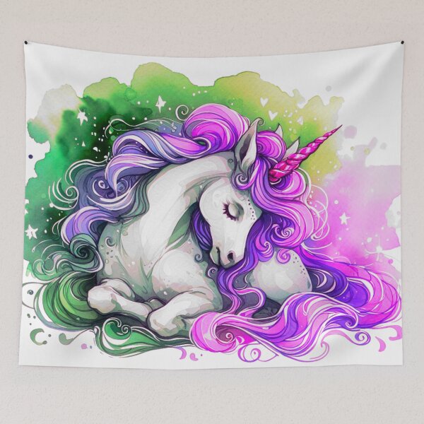 Item preview, Purple and Green Unicorn with Golden Horn - Magical Painting designed and sold by Star-Fragment.