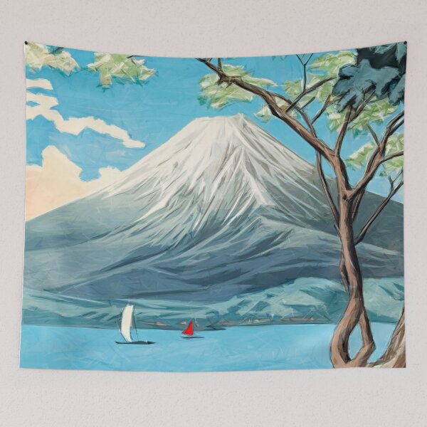 Item preview, Japanes woodblock print of Mount Fuji.Takahashi. designed and sold by EdgyEdgeArt.
