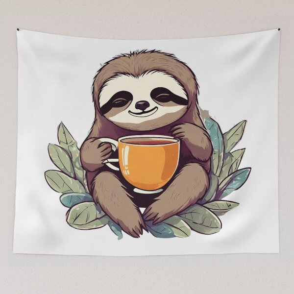 Item preview, Slothful Sips: Cozy Coffee Sloth Illustration designed and sold by Journey-North.
