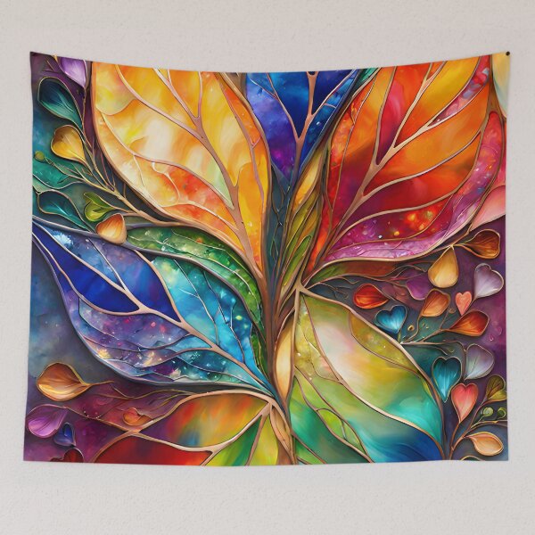 Item preview, Enchanting Spectrum: Rainbow Whispers on Luxuriant Blades Art Print designed and sold by puravidavisions.