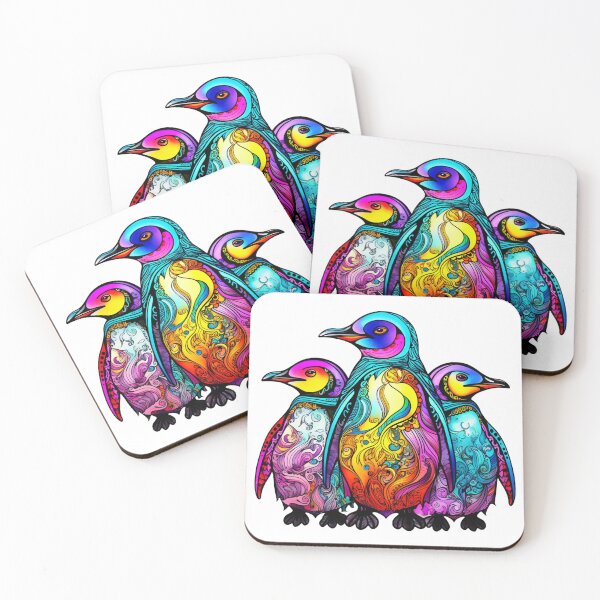 Item preview, Vibrant and bright colored trio of penguins designed and sold by liana campbell.
