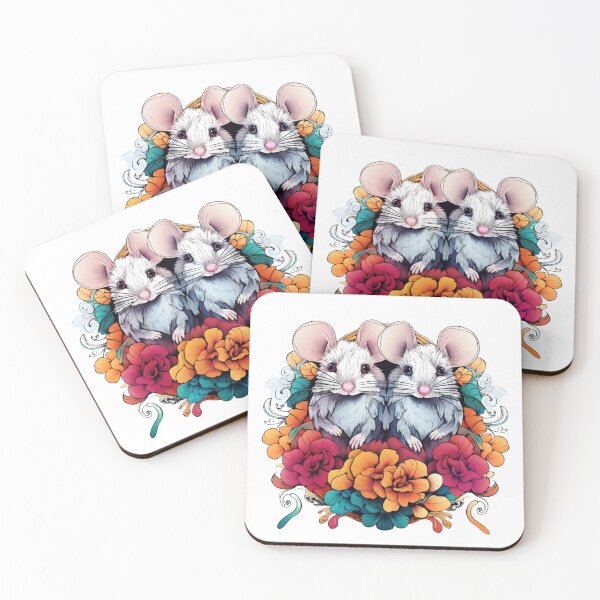 Item preview, Sweetest little pair of mice surrounded by flowers designed and sold by liana campbell.