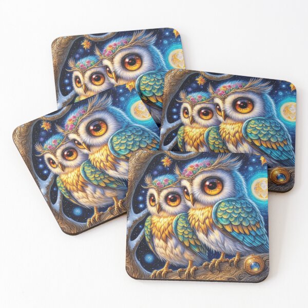 Item preview, "Liquid  paint Abstract owl design "-bright and colorful owl ladies  designed and sold by Obinne.