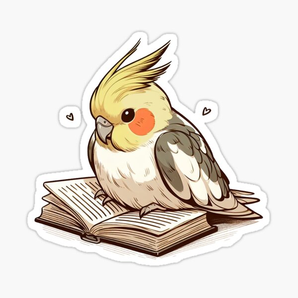 Item preview, Chubby Pied Cockatiel Reading designed and sold by sosodesj.