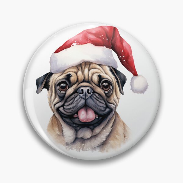 Item preview, Pug Dog Santa Hat Xmas Christmas Fun Cute designed and sold by LastHighwayTees.