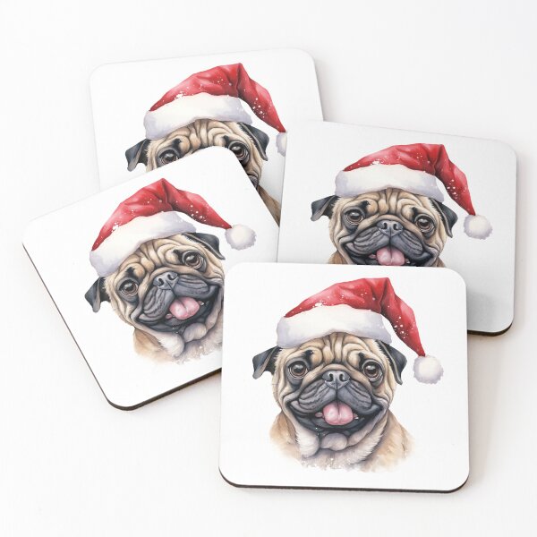 Item preview, Pug Dog Santa Hat Xmas Christmas Fun Cute designed and sold by LastHighwayTees.