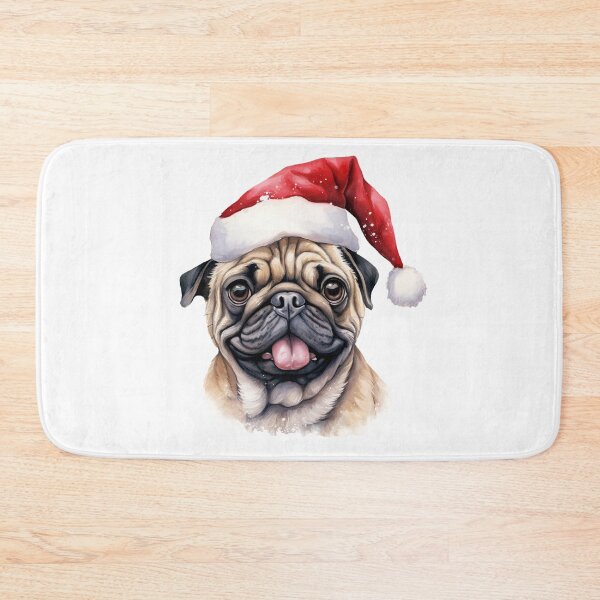 Item preview, Pug Dog Santa Hat Xmas Christmas Fun Cute designed and sold by LastHighwayTees.