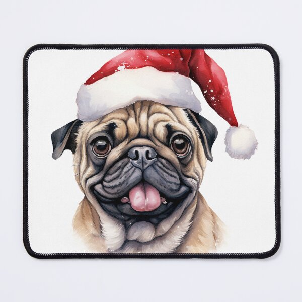 Item preview, Pug Dog Santa Hat Xmas Christmas Fun Cute designed and sold by LastHighwayTees.