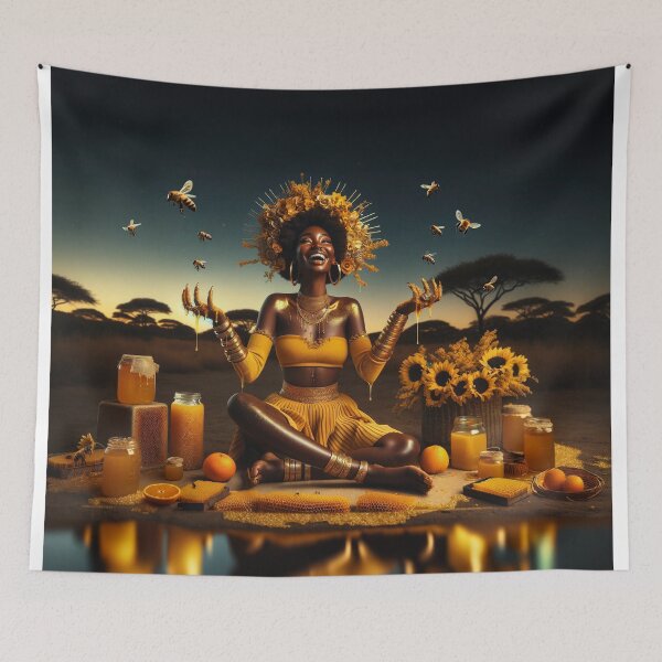 Item preview, Blessings by the River - Goddess Oshun with bees and honey designed and sold by DeLuxeNoir.