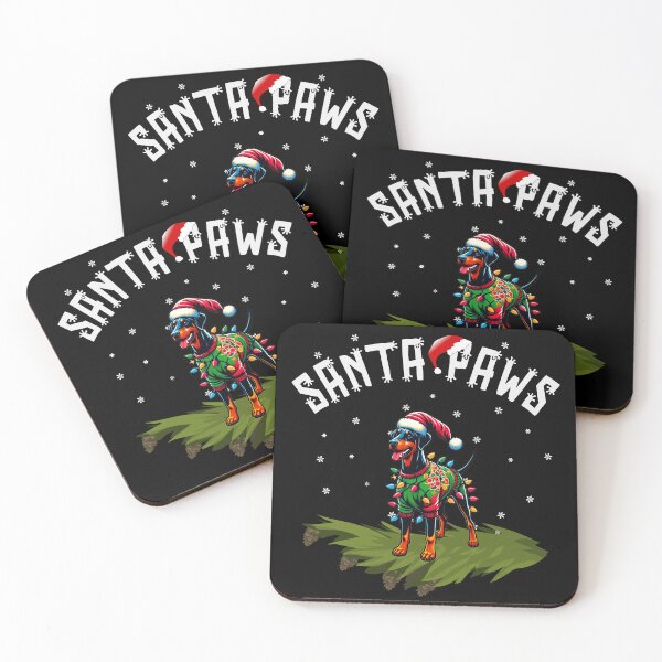 Item preview, Santa Paws | Happy Dobermann Wrapped in Christmas Lights designed and sold by TheMostLikely.