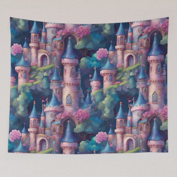 Item preview, Watercolor Enchanted Castle Pattern designed and sold by Patternliss.