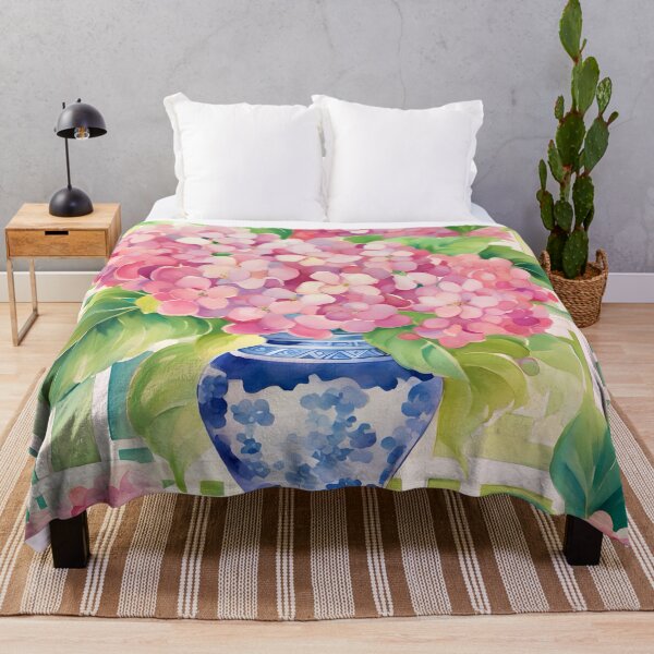 Item preview, Hortensias en tarros chinoiserie y celosía blanca. designed and sold by SophieClimaArt.
