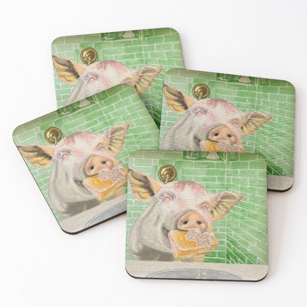 Item preview, Blissful pig eating bubbly soap stolen from bathroom designed and sold by TracyJay.