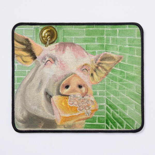 Item preview, Blissful pig eating bubbly soap stolen from bathroom designed and sold by TracyJay.