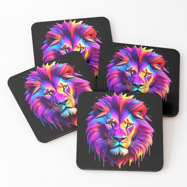 Item preview, Abstract neon lion art designed and sold by PictureCanvas.