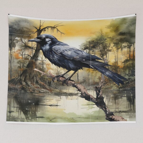 Item preview, Crow Overlooking Swamp:  Where Nightmares Roost, Imagination Takes Flight. designed and sold by MysticOzzy.