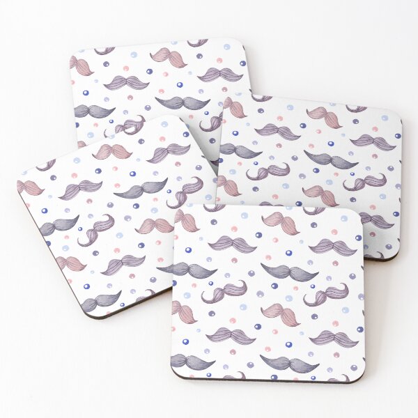 Aperçu de l'œuvre Modèle aquarelle avec moustache et points sur fond blanc pour garçons et messieurs. créée et vendue par RubyCollection.