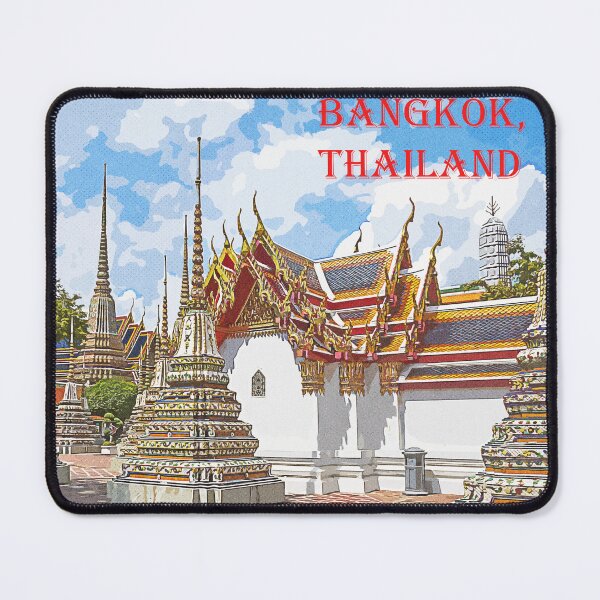 Item preview, Vintage travel poster - Stupas in Wat Pho, Bangkok, Thailand designed and sold by Kevin Hellon.