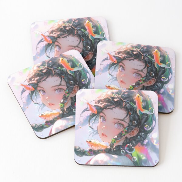 Item preview, Underwater Anime Girl Surrounded by Fish and Bubbles designed and sold by bubblegoth.